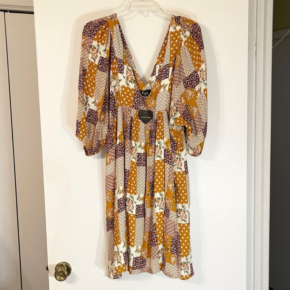 MERITT Patchwork Babydoll Dress Size XL - New with Tags